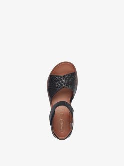 Tamaris Sandale A Talon En Cuir - Noir | Des Sandales