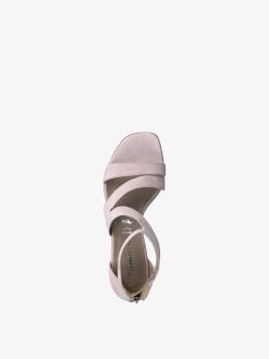 Tamaris Sandale A Talon En Cuir - Rose | Des Sandales