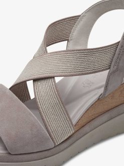 Tamaris Sandale A Talon En Cuir - Marron | Des Sandales