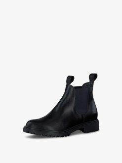 Tamaris Bottine Chelsea En Cuir - Noir | Bottines