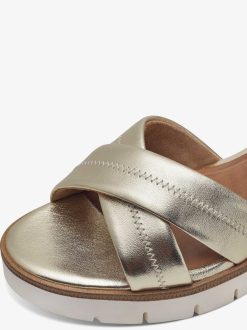 Tamaris Sandale A Talon En Cuir - Or | Des Sandales