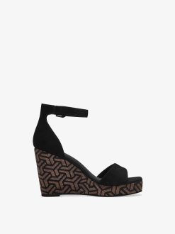 Tamaris Sandale A Talon En Cuir - Noir | Des Sandales