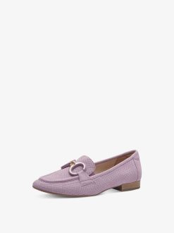 Tamaris Babouche En Cuir - Violet | Chaussures Basses Et Pantoufles