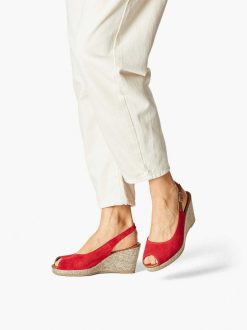 Tamaris Sandale A Talon En Cuir - Rouge | Des Sandales