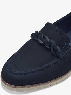 Tamaris Babouche En Cuir - Bleu | Chaussures Basses Et Pantoufles