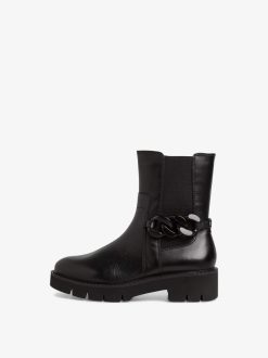 Tamaris Bottine Chelsea En Cuir - Noir | Bottines