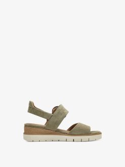 Tamaris Sandale A Talon En Cuir - Vert | Des Sandales