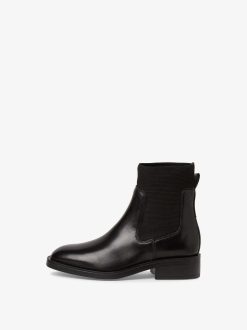 Tamaris Bottine Chelsea En Cuir - Noir | Bottines