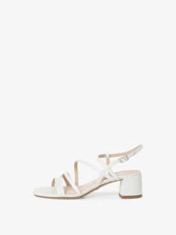 Tamaris Sandale A Talon En Cuir - Blanc | Des Sandales