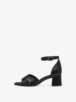 Tamaris Sandale A Talon En Cuir - Noir | Des Sandales