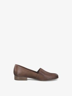 Tamaris Babouche En Cuir - Marron | Chaussures Basses Et Pantoufles