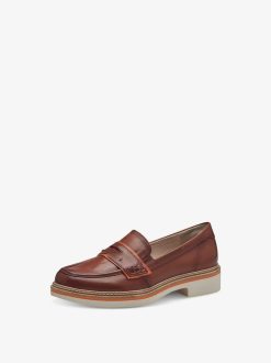 Tamaris Babouche En Cuir - Marron | Chaussures Basses Et Pantoufles