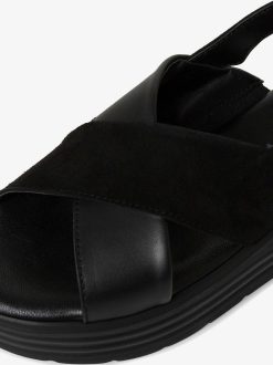 Tamaris Sandale A Talon En Cuir - Noir | Des Sandales