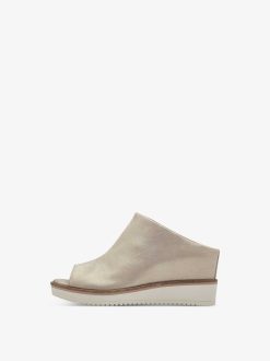 Tamaris Mule En Cuir - Beige | Mules