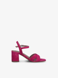 Tamaris Sandale A Talon En Cuir - Rose | Des Sandales