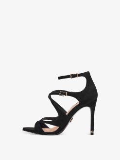 Tamaris Sandale A Talon En Cuir - Noir | Des Sandales