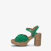 Tamaris Sandale A Talon En Cuir - Vert | Des Sandales