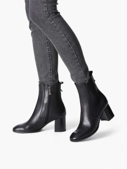 Tamaris Bottine Chelsea En Cuir - Noir | Bottines