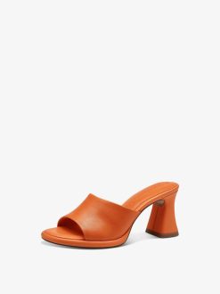 Tamaris Mule En Cuir - Orange | Mules