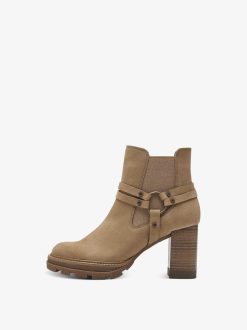 Tamaris Bottine Chelsea En Cuir - Marron | Bottines