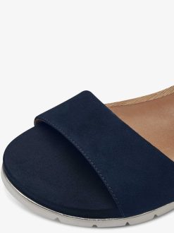 Tamaris Sandale En Cuir - Bleu | Des Sandales