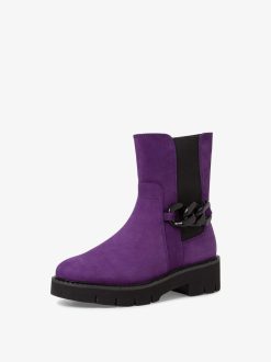 Tamaris Bottine Chelsea En Cuir - Violet | Bottines