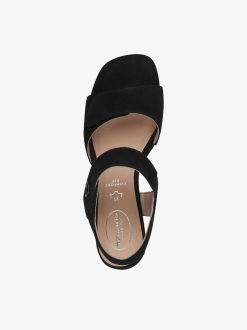 Tamaris Sandale A Talon En Cuir - Noir | Des Sandales