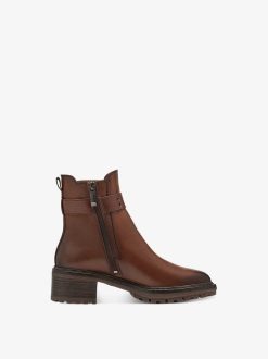 Tamaris Bottine Chelsea En Cuir - Marron | Bottines