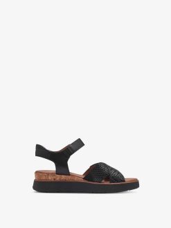 Tamaris Sandale A Talon En Cuir - Noir | Des Sandales