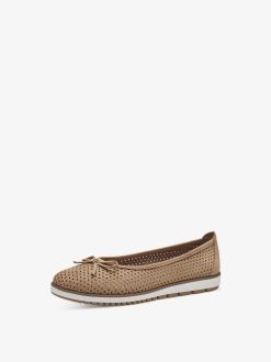 Tamaris Ballerine En Cuir - Marron | Ballerines