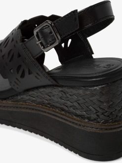 Tamaris Sandale A Talon En Cuir - Noir | Des Sandales