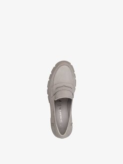 Tamaris Babouche En Cuir - Gris | Chaussures Basses Et Pantoufles