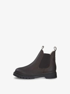 Tamaris Bottine En Cuir - Doublure Chaude Marron | Bottines