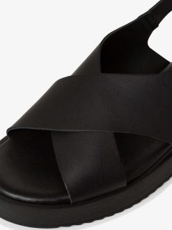 Tamaris Sandale A Talon En Cuir - Noir | Des Sandales