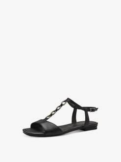 Tamaris Sandale En Cuir - Noir | Des Sandales