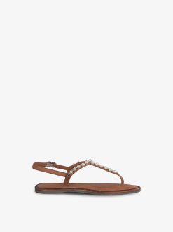 Tamaris Sandale En Cuir - Marron | Des Sandales