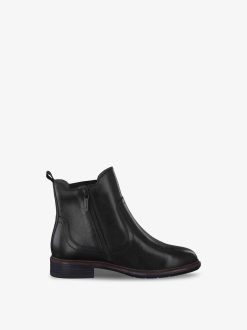 Tamaris Bottine Chelsea En Cuir - Noir | Bottines