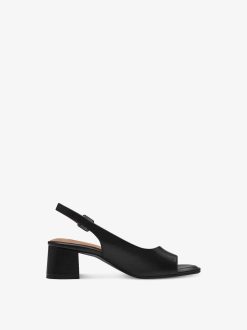 Tamaris Sandale A Talon En Cuir - Noir | Des Sandales