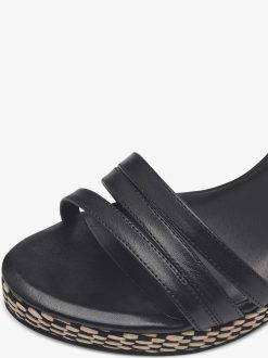 Tamaris Sandale A Talon En Cuir - Noir | Des Sandales