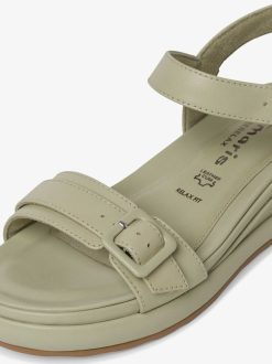 Tamaris Sandale A Talon En Cuir - Vert | Des Sandales