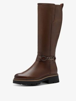 Tamaris Bottes En Cuir - Marron | Bottes