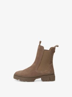 Tamaris Bottine Chelsea En Cuir - Marron | Bottines