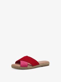 Tamaris Mule En Cuir - Rouge | Mules