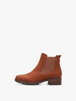 Tamaris Bottine Chelsea En Cuir - Marron | Bottines