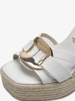 Tamaris Sandale A Talon En Cuir - Blanc | Des Sandales