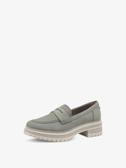 Tamaris Babouche En Cuir - Vert | Chaussures Basses Et Pantoufles