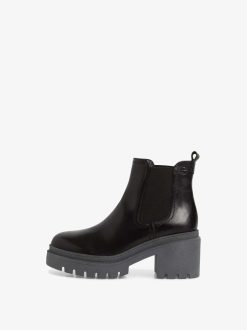 Tamaris Bottine Chelsea En Cuir - Noir | Bottines