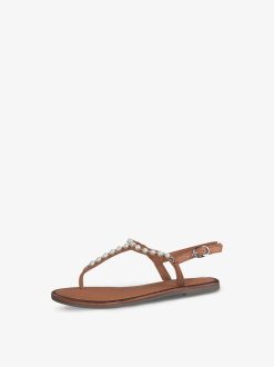 Tamaris Sandale En Cuir - Marron | Des Sandales