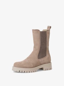 Tamaris Bottine En Cuir - Doublure Chaude Beige | Bottines