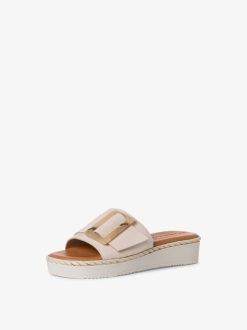 Tamaris Mule En Cuir - Beige | Mules